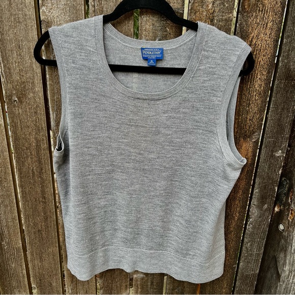 Pendleton Merino Wool Round Neck Sleeveless Sweater Vest Gray Sz XL Petite - Picture 5 of 8